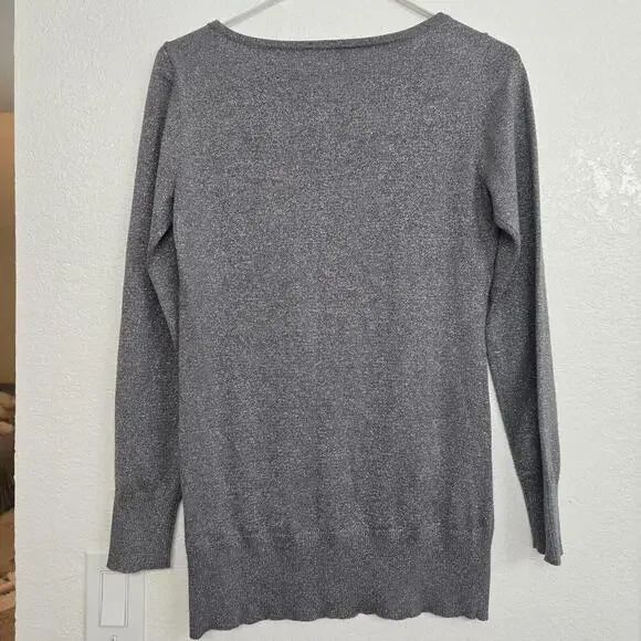 Premise Sweater  Silver Metallic Sequin Crewneck - Picture 2 of 5